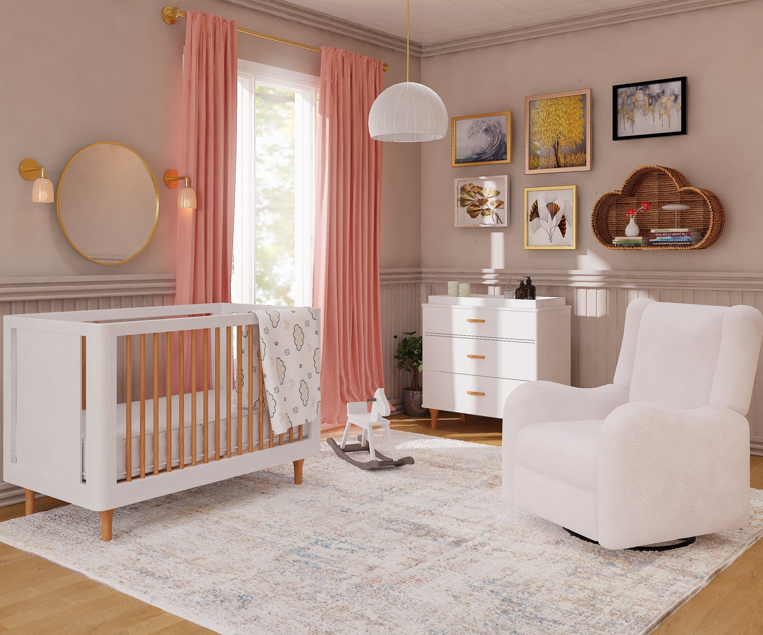 Lollipop 4-in-1 Convertible Crib with Free Toddler Rail Conversion Kit + Crib Mattress