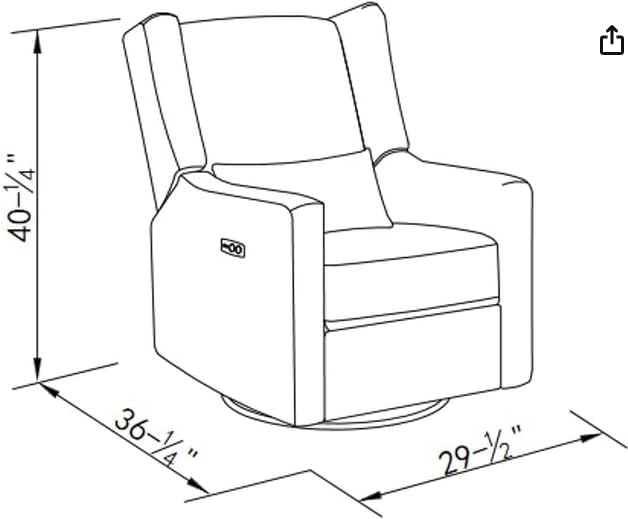 Contour Pedic Electronic Swivel Recliner Glider, Upholstered Glider with USB Port, Easy Assembly, Water-Stain Resistant Performance Fabric, Ultra-Soft and Highly Comfortable for Nursery Room Grey