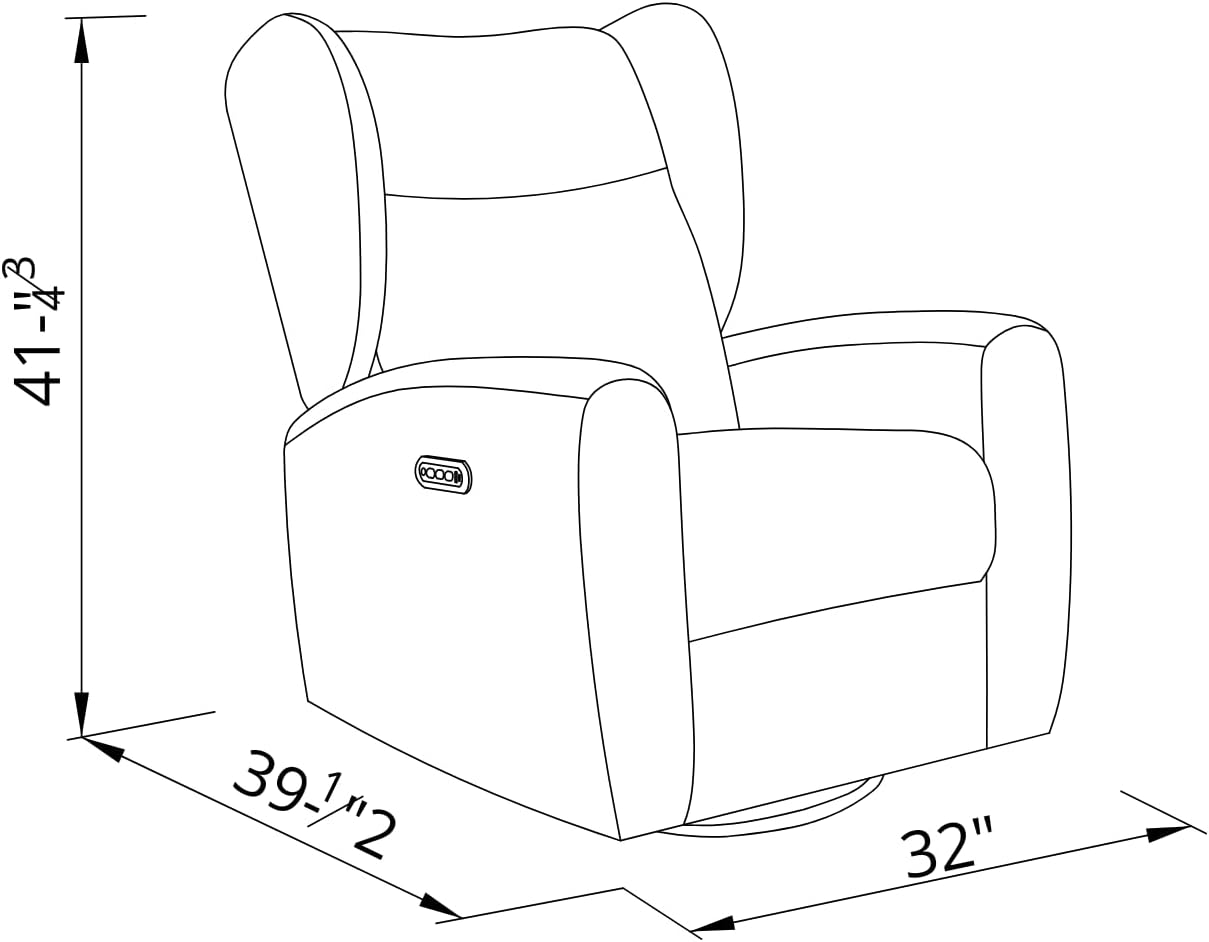 Cloud Nursery Power Swivel Recliner Glider, Electronic Control + USB Charging Port, Ultra-Soft Stain-Resistant Performance Fabric, Full Recline + Adjustable Headrest/Lumbar Support (Ivory)