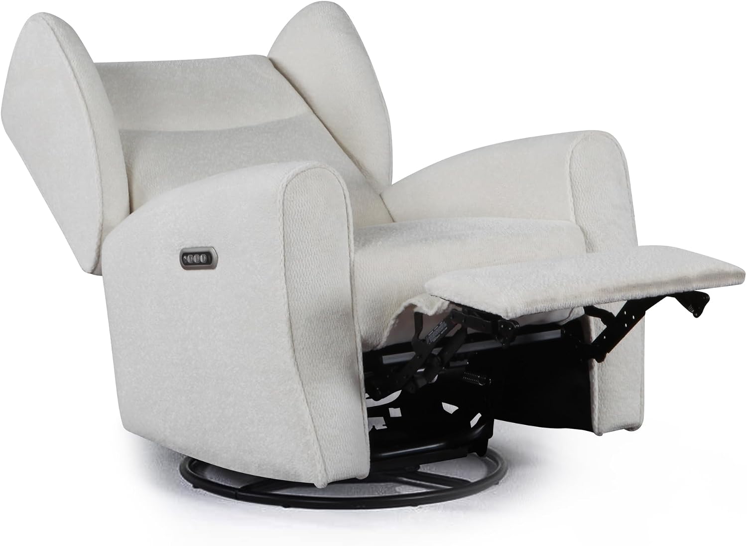 Cloud Nursery Power Swivel Recliner Glider, Electronic Control + USB Charging Port, Ultra-Soft Stain-Resistant Performance Fabric, Full Recline + Adjustable Headrest/Lumbar Support (Ivory)