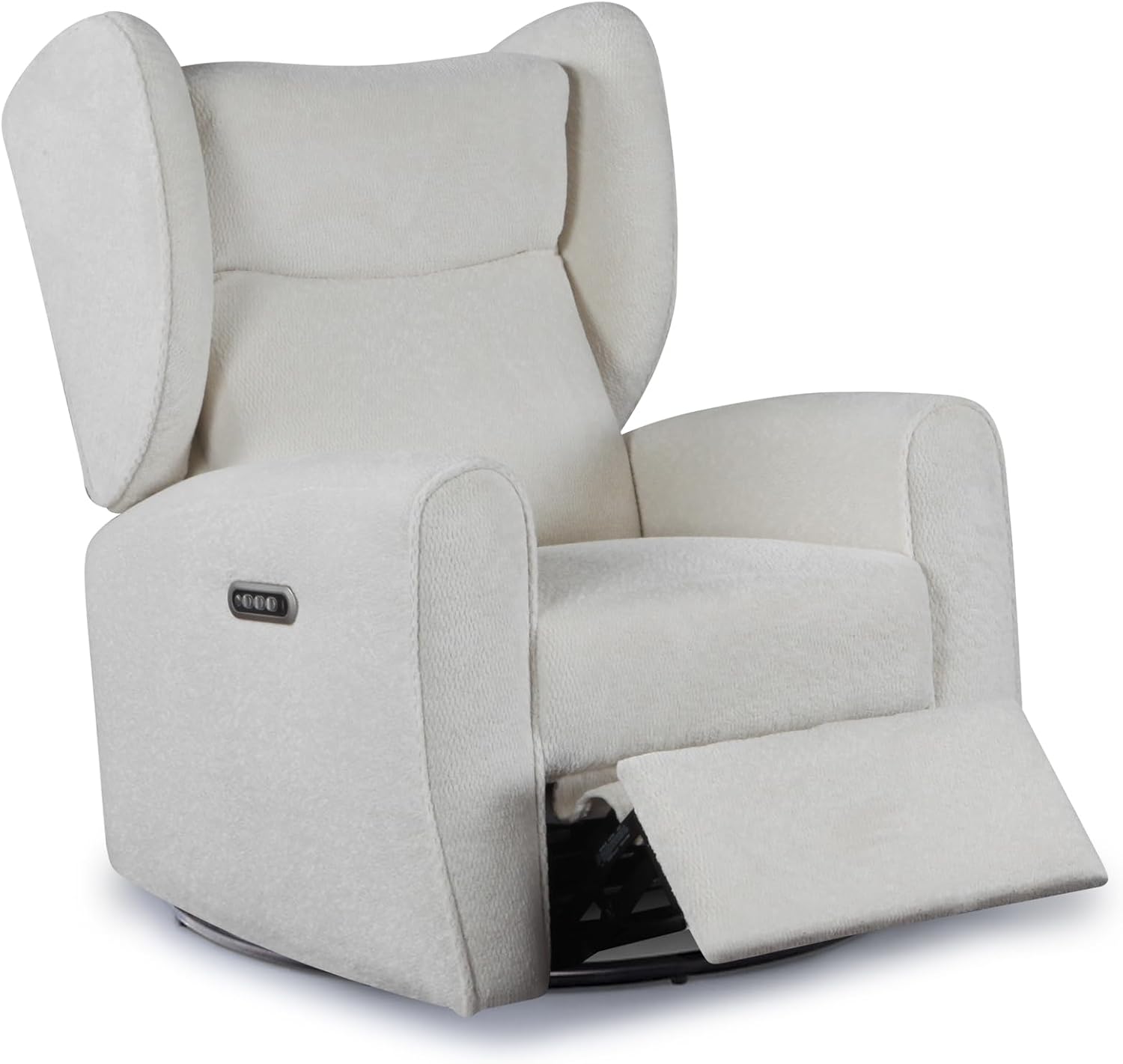 Cloud Nursery Power Swivel Recliner Glider, Electronic Control + USB Charging Port, Ultra-Soft Stain-Resistant Performance Fabric, Full Recline + Adjustable Headrest/Lumbar Support (Ivory)