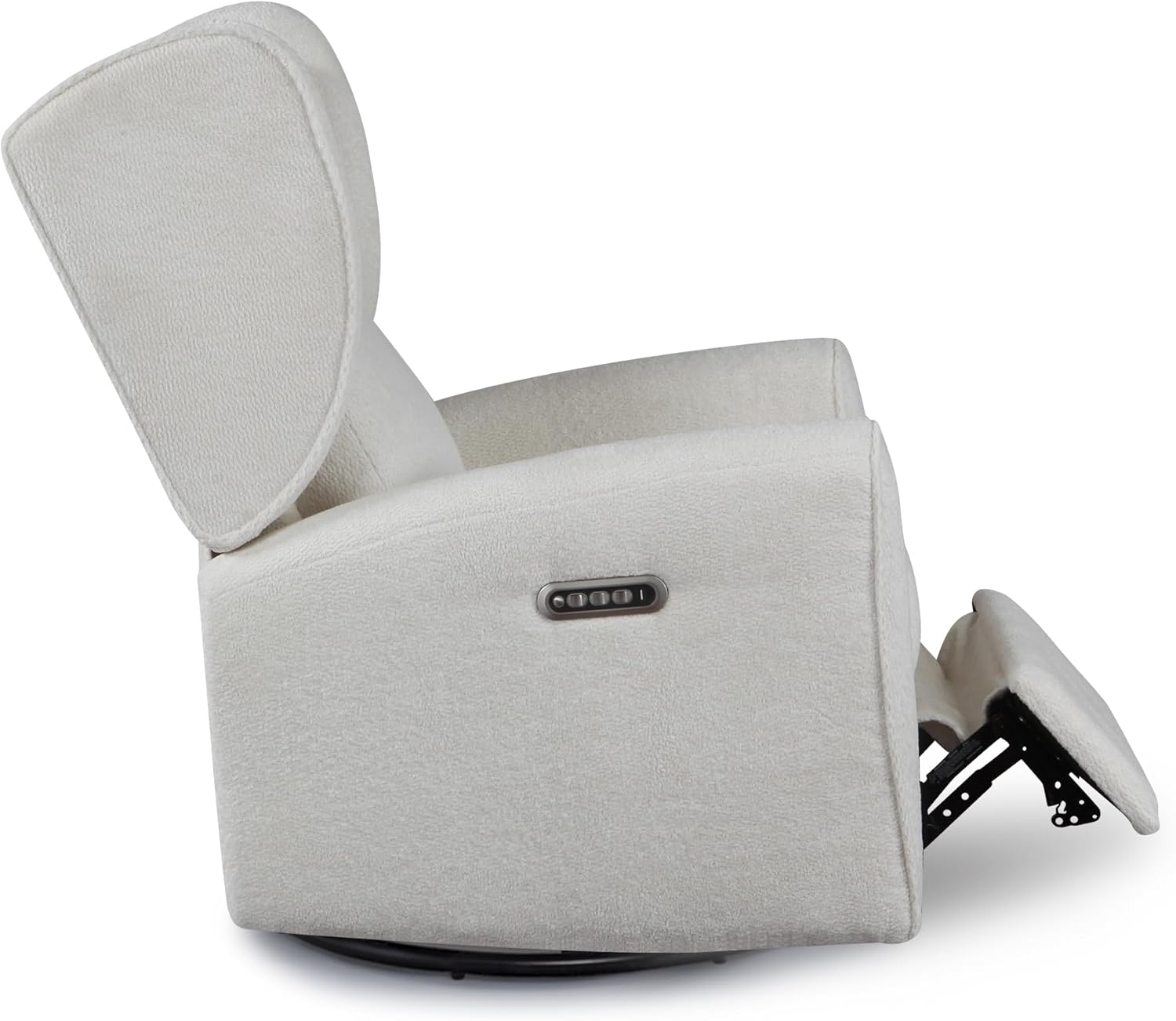 Cloud Nursery Power Swivel Recliner Glider, Electronic Control + USB Charging Port, Ultra-Soft Stain-Resistant Performance Fabric, Full Recline + Adjustable Headrest/Lumbar Support (Ivory)