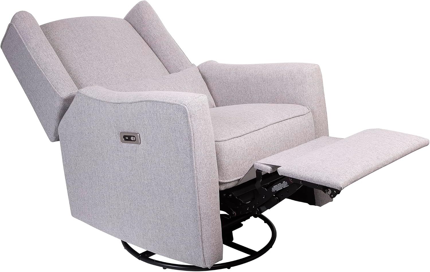 Contour Pedic Electronic Swivel Recliner Glider, Upholstered Glider with USB Port, Easy Assembly, Water-Stain Resistant Performance Fabric, Ultra-Soft and Highly Comfortable for Nursery Room Grey