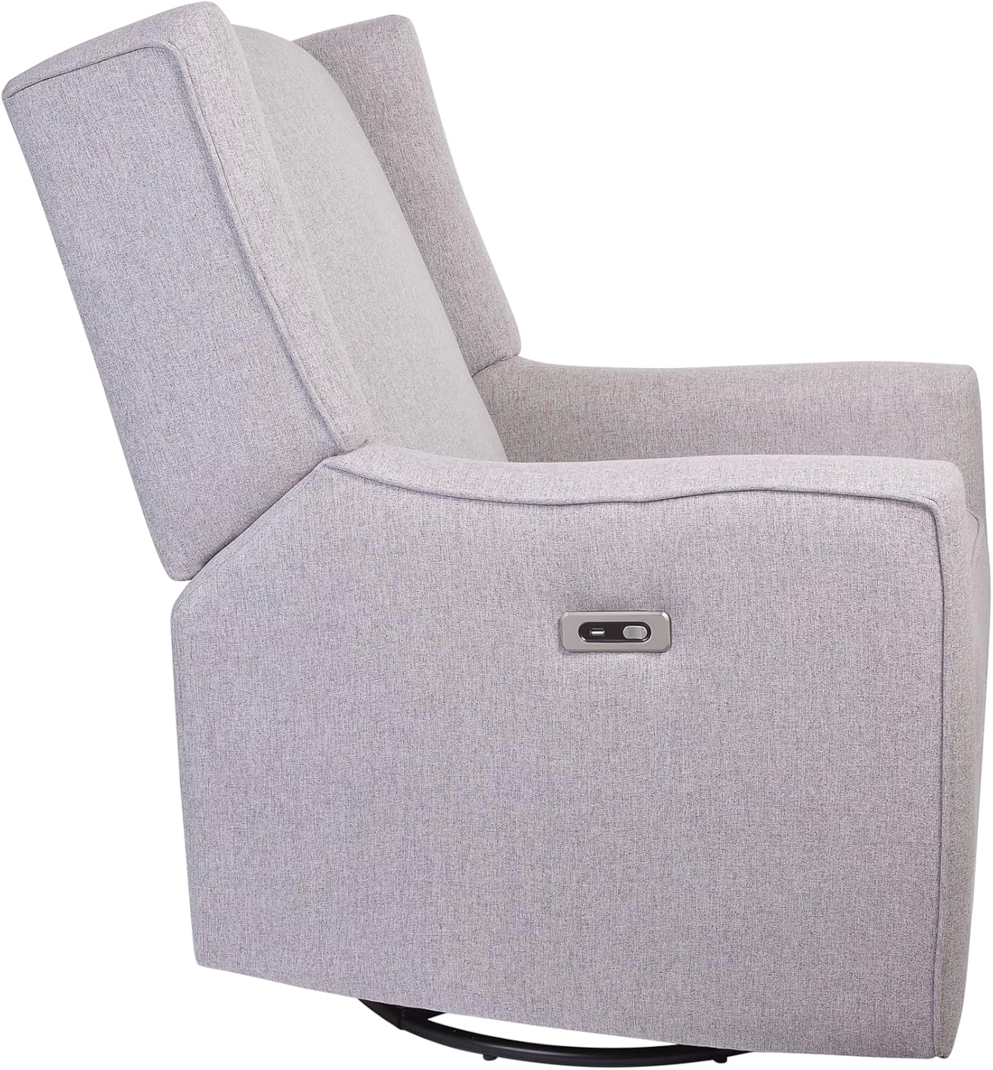 Contour Pedic Electronic Swivel Recliner Glider, Upholstered Glider with USB Port, Easy Assembly, Water-Stain Resistant Performance Fabric, Ultra-Soft and Highly Comfortable for Nursery Room Grey