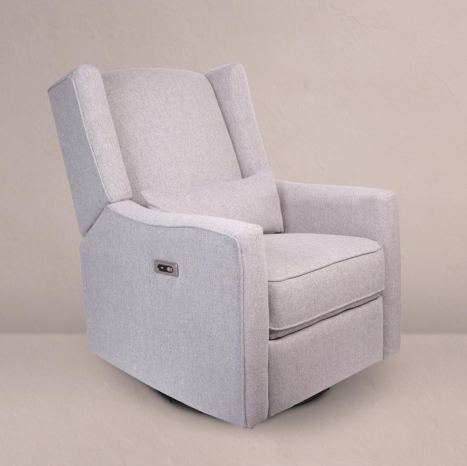 Contour Pedic Electronic Swivel Recliner Glider, Upholstered Glider with USB Port, Easy Assembly, Water-Stain Resistant Performance Fabric, Ultra-Soft and Highly Comfortable for Nursery Room Grey